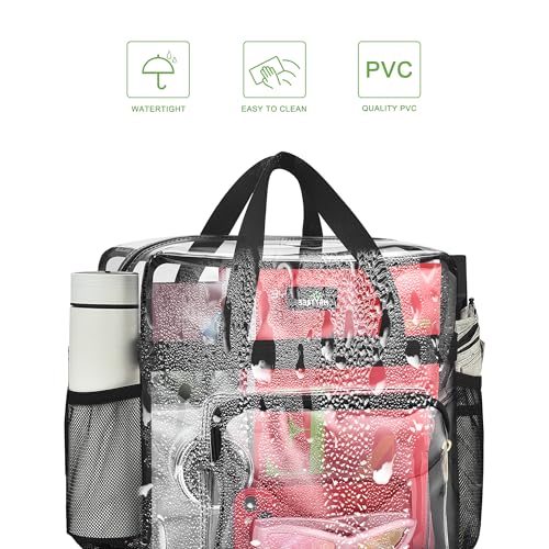MAY TREE Clear Bag for Stadium Events, 12x6x17 Clear Tote Bag with Removable Strap, Transparent Bag for Concert Sports Gym, Beige Cube-Strap - color: Cube-Strap
