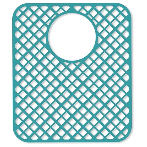 2 Pack Silicone Sink Protectors for Kitchen Sink, Trellis Pattern 13 x 11 Inches Sink Mat, Non-Slip and Durable Sink Protector Silicone, Rear Drain, Green - color: Green