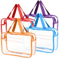 4 Pack Large Clear Makeup Bag, Heavy Duty Plastic Clear Cosmetic Toiletry Organizer Bags with Handle, Waterproof Toiletry Zipper Tote Bags for Travel, Gym, Cosmetic, Toiletry - color: Multicolor