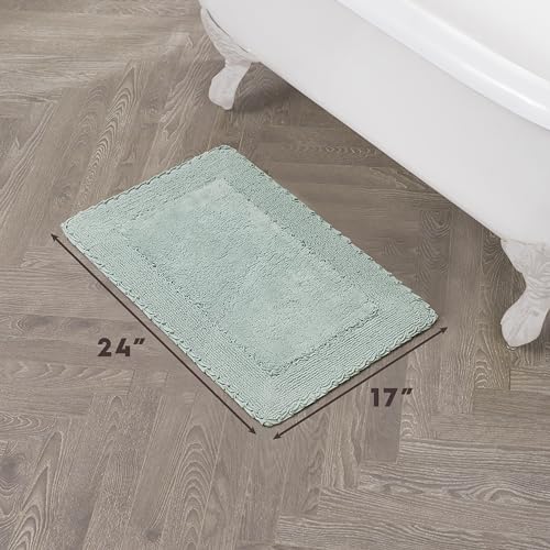 Laura Ashley Ruffle Border 100% Cotton Bath Rug, Aqua, 17"x 24" - color: Aqua, size: 1'5" x 2' (Rectangular)