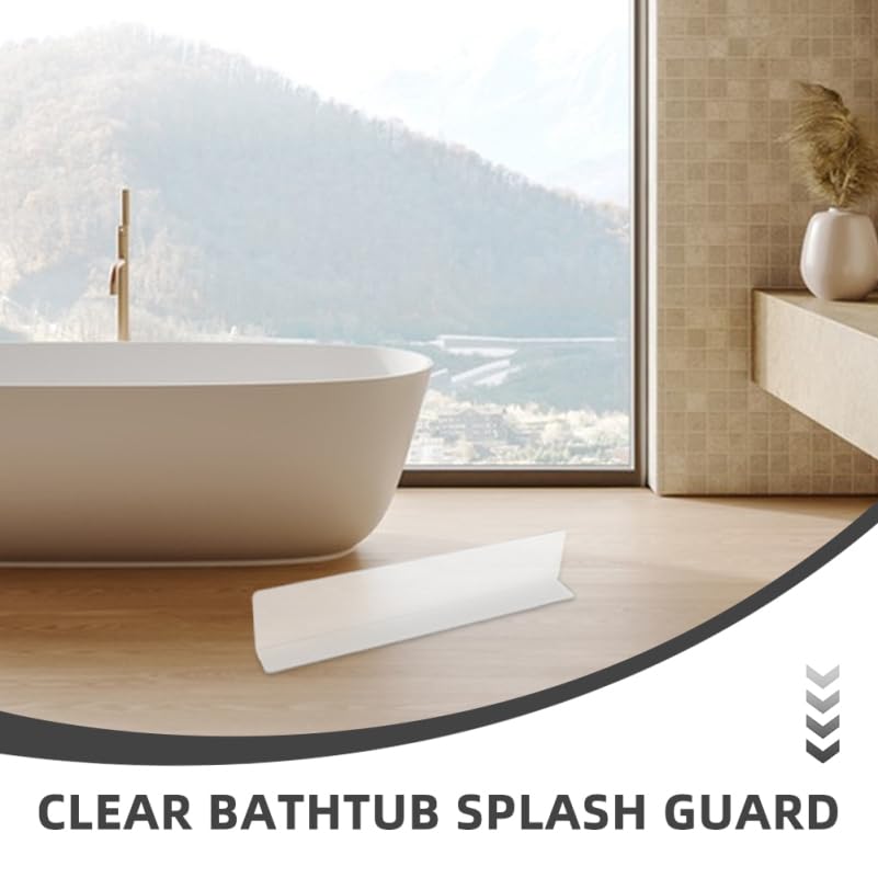 Cabilock Bathtub Splash Guard, 15.75 Inch Clear Tub Corner Water Barrier for Shower Ledges, No-Drill Splash Protector for Bathtub Edges, Bathroom Sinks and Counters