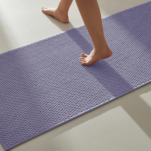 TYUU Bathroom Runner Rugs, Long Bath Mat Runner Washable Thin Quick Dry Low Pile Bathroom Runner Rugs Non Slip, Lavender 24"x70" - color: Lavender, size: 2' X 5'10" (Runner)