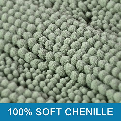H.VERSAILTEX 3 Piece Bathroom Rugs Sets Thick Striped Bath Rugs Set for Bathroom Non Slip Soft Absorbent Bath Mat Set for Tub, Shower and Toilet(17''x24''+20''x32''+20''x24'' U-Shaped, Sage) - color: Sage
