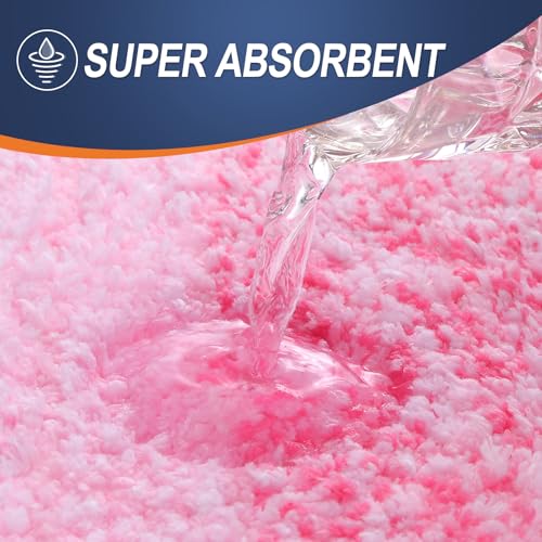 OLANLY Bathroom Rug Set 2 Piece, Soft Absorbent Microfiber Bath Mats and U-Shaped Contour Toilet Rug, Non-Slip, Machine Wash Dry, Plush Shaggy Bath Mats for Bathroom (24"x16"+24"x20", Pink) - color: Pink, size: 24" X 16" + U24" X 20"