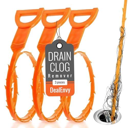 3 Pack Drain Clog Remover Tool, 19.7 Inch Plastic Drain Snake, Shower Snake Hair Removal Tool, Sink Snake Drain Clog Remover, Bathtub Drain Hair Remover, Plumber Snake, Drain Cleaner