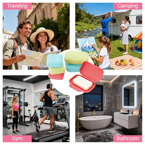 Zoyiancy 6 PCS Travel Soap Case, Portable Plastic Soap Box with Lid, Waterproof Leakproof Soap Dish, Draining Soap Holder for Traveling, Camping, Outdoor, Gym, Bathroom