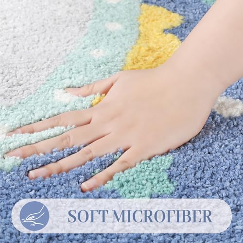 Cute Toilet Rug U Shaped, Microfiber Bathroom Toilet Rugs Non Slip Bath Mat Toliet Rug Machine Washable Absorbent Bathroom Rugs 20 x 22 Inches, Rocket - color: Flying Saucer