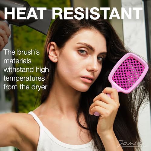 Janeke Superbrush Detangling Brush for Soft Smoothing Hair Brushing with Anti-Static Bristles - Vented Wet Hair Brush for Blow Drying Use - Perfect for Curly, Thick, Wavy, Fine Hair Types (Lilac-Fux) - color: Lilac/Fux Superbrush