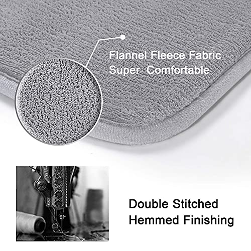 H.VERSAILTEX Bath Mat Memory Foam Bathroom Rug Flannel Velvety Luxury Extra Soft and Absorbent Non Slip Rugs for Bathroom/Bedroom Washable (Curved Set 24"x 36" Plus 20"x 24" Grey) - color: Grey, size: 24" x 36" Plus 20" x 24" U