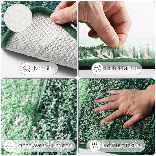 iMucci Bathroom Accessories Dark Green Bathroom Sets with Shower Curtain and Rug,Shower Curtain Set,Bath Rugs Home Decor - size: Bath Set+Shower Curtain+Bath Rug, style: Dark Green1