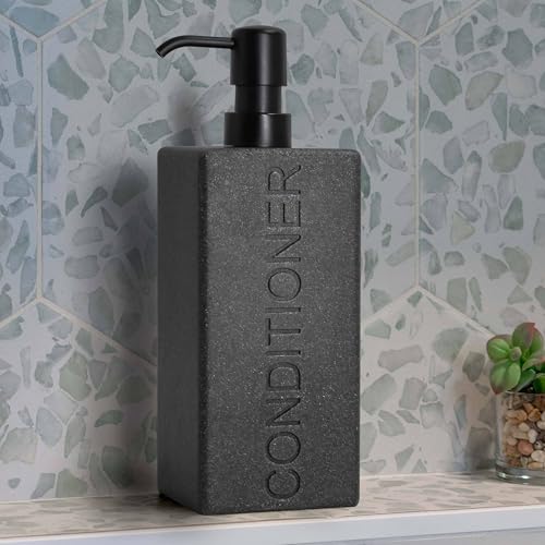 Rectangular Resin Dispenser Premium Bathroom Shampoo Conditioner Body Wash Bottle Modern Refillable Pump Design - color: Gray