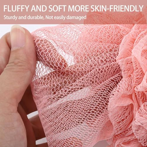 BTYMS 6 Pcs Shower Pouf 60g Bath Loofah Shower Sponge Loofahs Exfoliating Mesh Puff Body Wash Sponge - color: White&pink&green&cyan&brow&gray, size: 6 Count (Pack of 1)