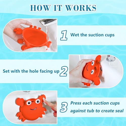 Bathtub Overflow Drain Cover Tub, Silicone Bathroom Overflow Drain Cover, Adds Inches of Water for Deeper &Warmer Bath, Orange Crab