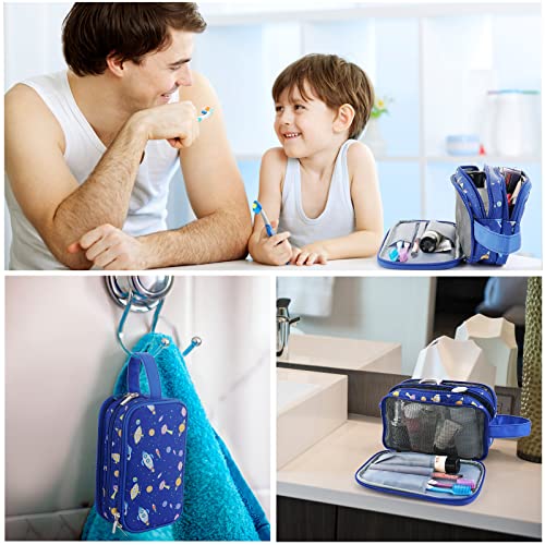 Kids Toiletry Bag for Boys, Travel Toiletry Bag for Little Young Boys Waterproof Hanging Wash Bag Toddler Traveling Toiletries, Space Blue - color: Space Blue