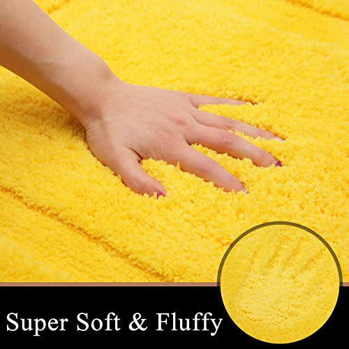 SHACOS Yellow Bathroom Rugs Sets 3 Piece Bath Mat U Shaped Toilet Rug | 20x32+ 16x24+ 20x24, Soft Fluffy Microfiber Bath Rugs Set, Non Slip Washable Absorbent Bathroom Floor Mats Carpet Shower Rug - color: Yellow, size: 16"x24"+ 20"x32"+U Shape 20"x24"