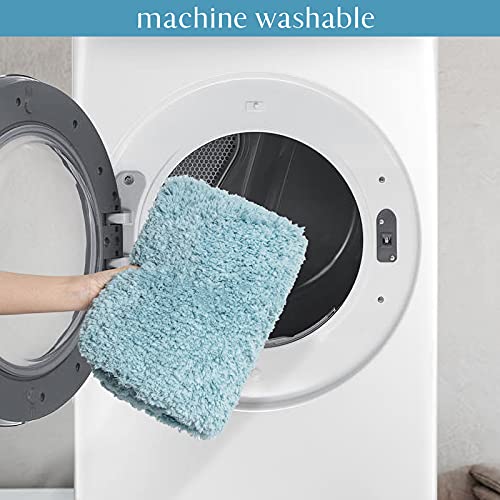 Ashler Runners Long Non Slip Bathroom Rug Sets 2 Piece, Blue Water Absorbing Ultra Soft Shower Rugs, Plush Machine Washable Bathroom Carpet, 24 x 36 & 24 x 72 inches