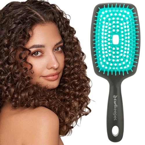 Curl Keeper Flexy Hair Brush, Turquoise - Detangling Hair Brush with Flexible Bristles for Shower Use, Combing Through Curls & Removing Tangles - Lightweight Hair Accessories for All Hair Type - color: Turquoise