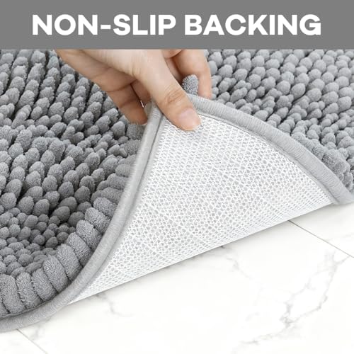 RUN HELIX Toilet Rugs U-Shaped 20x20 Extra Soft Chenille Bath Rugs, PVC Backing Quick Dry, Machine Washable Contour Bathroom Rugs for Toilet Contoured Bath Mats Home Decor Accessories Light Grey - color: Light Grey, size: U20"x20"