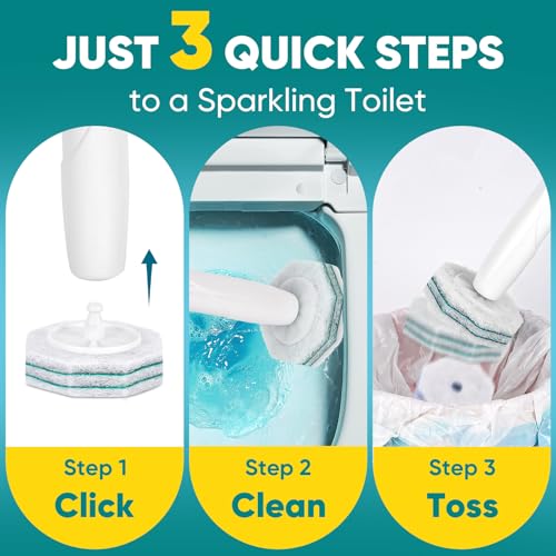30Ct Aromative Toilet Brush Refills, Toilet Bowl Cleaner Refills, Double-Layer Cleaning Pads Added, Compatible with Most Toilet Brushes，Rainforest Scent（Patented） - color: Rainforest (30P)