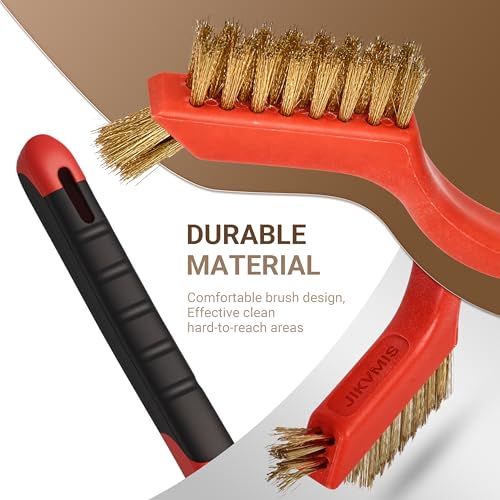 6 Pieces Brass Brush Set, Brass bristles | for Cleaning Welding Slag and Rust,Scratch Brush with Mini Head & Hanging Hole for everyday cleaning - color: Brass