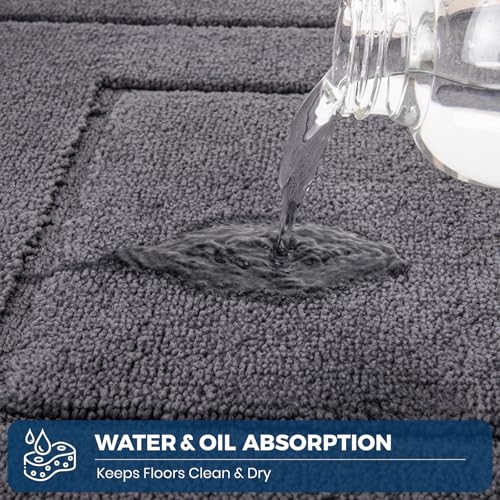 PURRUGS Machine Washable Kitchen Rug 24" x 35.5", Non-Slip/Skid Kitchen Runner Rugs & Floor Mats, Super Absorbent Soft Standing Mats for Kitchen, Sink & Laundry, Grey - color: Grey, size: 24" X 35.5"