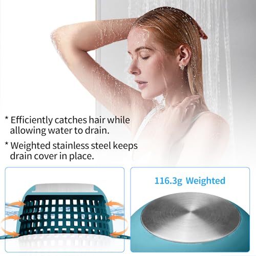 Aluvor Shower Drain Hair Catcher Bathtub Drain Cover Sink Drain Protector | Bathroom Sink & Bathtub Drain Strainer for Pop-Up & Regular Drains, Silver Light Blue - color: Silver Light Blue