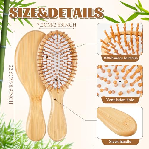 Weysat 12 Pcs Bamboo Hair Brushes Bulk, Wooden Paddle Detangling Brush, Scalp Massage and Anti-Static Hairbrushes, DIY Engraving Gifts for Women, Men, Party and Wedding (White) - color: White