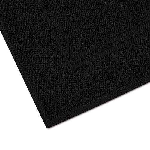 Tens Towels Pack of 2 Bath Mats 100% Cotton, 20 x 32 Inches, Super Absorbent, Hotel Quality Premium Floor Towels, Luxurious, Soft & Quick Dry, Not a Bathroom Rug, Black - color: Black