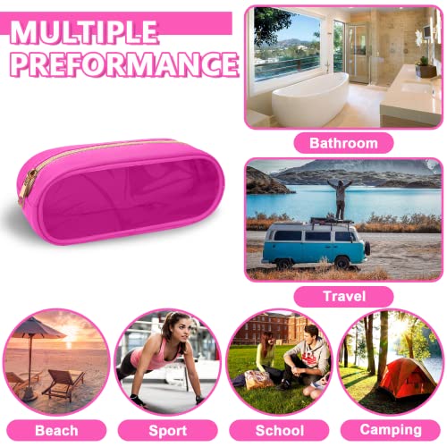 UIXIZQ Clear Small Pencil Pouch Makeup Bag for Purse,Nylon&PVC Pencil Case Waterproof Makeup Brush Holder with Zipper,Preppy Transparent Pen Bag Travel Cosmetic Bag for Women Office(Slim-Hot Pink) - color: Bubblegum-Clear, size: Slim