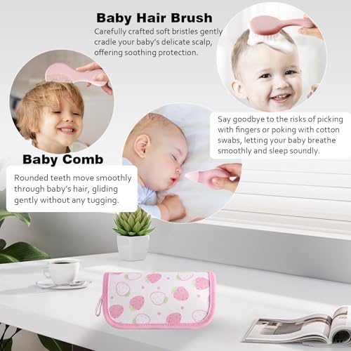 Baby Grooming Kit 6 - Piece Set in Storage Bag(Pink) - Soft Brush, Comb, Nail Clippers, Nasal Aspirator, Safety Scissors & File for Newborn/Toddler Care - color: Pink