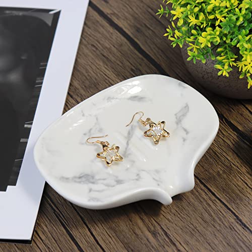 White Marble Texture Soap Dish Ceramic Soap Holder Self Draining Soap Dish Waterfall Slot Sponge Holder Bathroom Accessories for Bathroom, Kitchen,Bar Counter. - color: Marble White