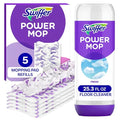 Swiffer Power Mop Refill Pack, Floor Cleaner for Mopping Tile, Vinyl, Laminate, Wood in Home, Bathroom, Kitchen, All Purpose Multi-Surface Cleaning, 5 Pads + 1 Lavender Solution, Pack of 4 - size: 4 Fl Oz (Pack of 1)