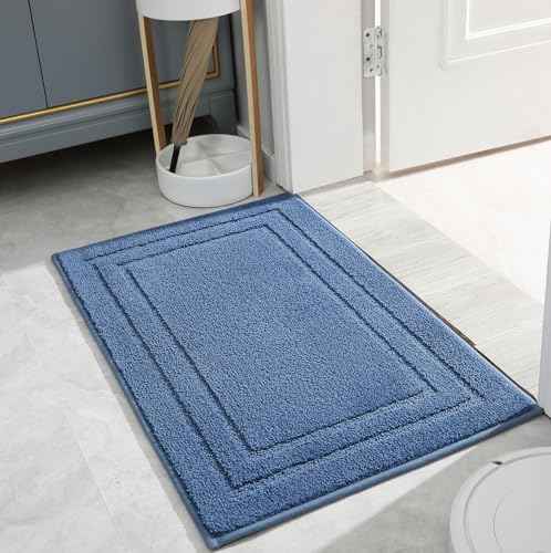 Bathroom Rugs Sets 2 Piece, Extra Soft and Absorbent, Non Slip Thick Bath Mats, Machine Washable Bath Mat Set for Bathroom (20" x 32" Plus 16" x 24", Navy Blue) - color: Navy Blue