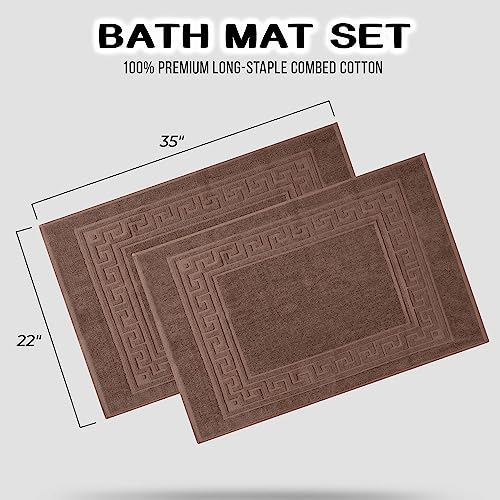 Superior Heavyweight Cotton Bath Mats, Bath Rugs For Bathroom Accessories, Washable Rug For Shower, Bath, Toilet, Modern Decor, No Backing, Luxury Hotel And Spa Quality, Set of 2, 22" x 35", Mocha - color: Mocha, size: 22" x 35" (Set of 2)