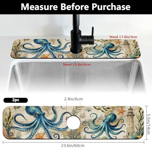 2 Pcs Kitchen Sink Splash Guard Faucet Mat Moroccan Tiles Pattern Faucet Mat for Sinks Flower Absorbing Drying Mats for Kitchen Bathroom - color: Moroccan Tiles Pattern
