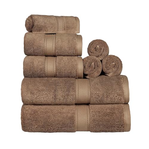 Superior Egyptian Cotton Ultra Plush & Absorbent, 8 Piece Set, Latte | Quick Dry, Soft Luxury Towel Set, Bath Essentials, Guest Bath, Spa, 2 Bath, 2 Hand, 4 Face Towels, Madeline Towels - color: Latte, size: 8-Piece Towel Set