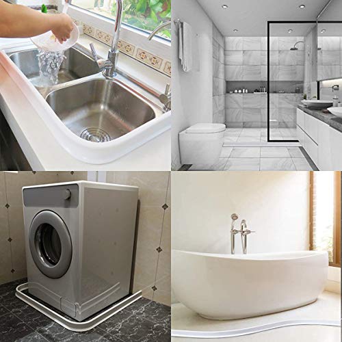 98Inch Collapsible Shower Threshold Water Dam 2" High Shower Barrier Water Stopper 2" Tall Shower Water Guard To Keep Water In Shower Dry And Wet Separation Bathroom Wheelchair Accessible - color: White, style: 98inch