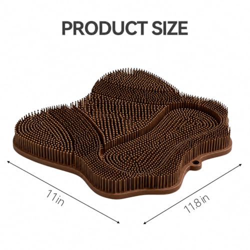 OZNER Silicone Shower Foot Scrubber Mat,Back Washer Bath Wash Pad Exfoliating & Massage, Wall Mounted Slip Strong Suction Cups for Use in Cleaner Men and Women (Brown) - color: Brown