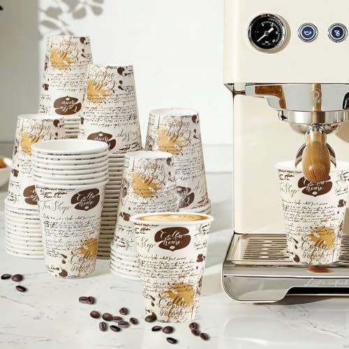 SIUQ Coffee Cups 12 oz 240 Pack, Leak-Proof Disposable Paper Cups with Retro Design, for Hot/Cold Beverages, Ideal for Party, Business, Travel, Picnic, Offices and Cafes - color: 240pack-12oz-brown