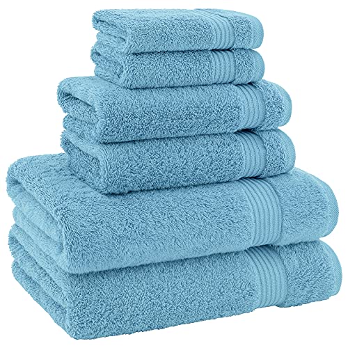 American Bath Towels 100% Cotton 6 Piece Turkish Towel Set, Ultra Soft Absorbent Bathroom Towels, 2 Bath Towel 2 Hand Towels 2 Washcloths, Baby Blue - color: Baby Blue, size: 6 Piece Towel Set XL