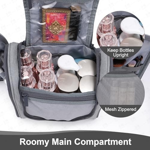 Hanging Toiletry bag & Makeup Bag for Travel, Water-Resistant Organizer Toiletries Bag with Separate Compartments, Travel Essentials Kit (Gray) - color: Gray