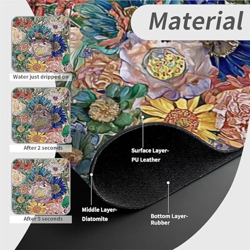 Faucet Fast Absorbent Pad - Hundred Flowers Picture Drying Pad, Suitable For Kitchen, Bathroom, Island And Other Scenes - color: Hundred Flowers Picture