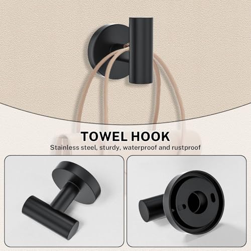 10 Pieces Towel Bar Set Matte Black Bathroom Hardware Set Includes 23.6 Inch Towel Bar,Stainless Steel Towel Holder-Towel Racks Set Wall-Mounted Bathroom Accessory Set - color: 10pcs Matte Black