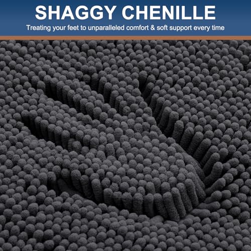 Smiry Luxury Chenille Toilet Rugs U-Shaped 20x20, Soft Absorbent Non-Slip Contour Bathroom Rugs for Toilet, Machine Washable Contoured Bath Mats, Charcoal Grey - color: Charcoal Grey, size: 20" X 20" Contour Rug