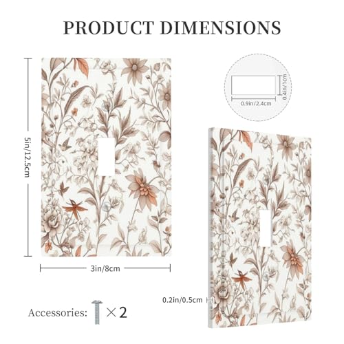 Light Switch Cover Plate Boho Floral Beige Flower And Leaf Botanical 1 Gang Single Toggle Decorative Switch Plates Wall Plates Electrical Faceplate for Bathroom Bedroom Decor - color: Boho Floral Beige Flower And Leaf Botanical, size: 1 Gang Single Toggle
