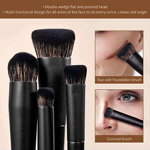 Makeup Brushes Set Jessup Make up Brushes 14Pcs Black Kabuki Foundation Eyeshadow Contour Concealer Powder Eyeliner Crease Eyebrow Blending Brush, T336 - color: B-Matte Black-14pcs, size: Full Brush Set