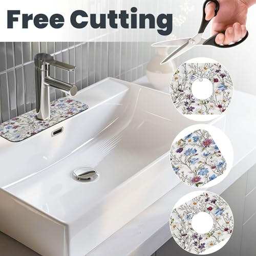 Garden Kitchen sink faucet pad, strong water absorption, anti slip, easy to clean, very suitable for splash and drip prevention, suitable for kitchens and bathrooms - color: Garden