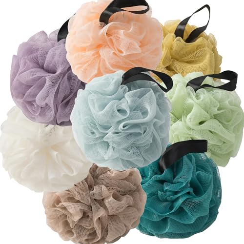 Loofah Sponges for Shower,Everything Light 8 Pack - Blue, Purple, Light Green, Beige, Orange, Yellow, Peacock Green & Khaki - color: All Light Colors, size: 1 Count (Pack of 8)