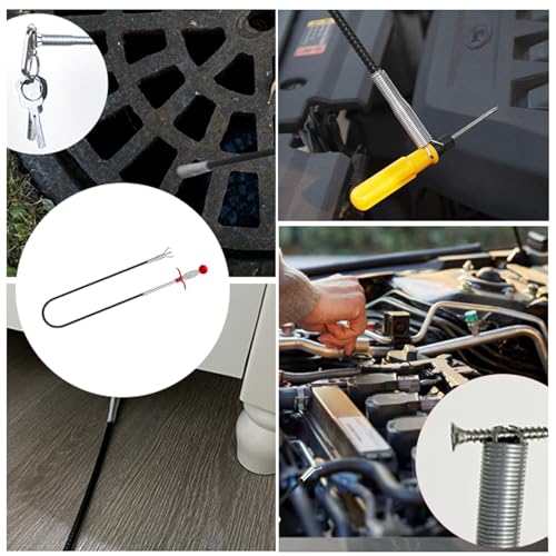 Drain Snake, Unclog Drain Tool for Bathroom Sink, Shower, Bathtub, Car & Tight Spaces,Flexible Sink Snake Drain Cleaner Tool Set, Sink Declogger, Hair Puller from Drain (63" Ball) - color: 63" Ball