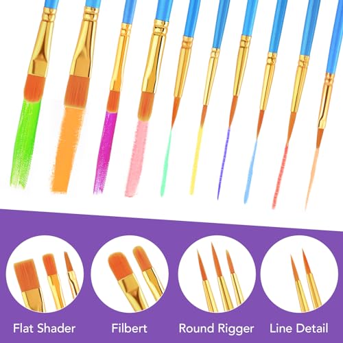 AROIC Acrylic Paint Brush Set, 12pack/120pcs Nylon Hair Paint Brushes, for Oil Painting Rock Body Painting, Artist Amateur Craft Paint Brushes Supplies, Children Adult Painting Small Paint Brush Set. - size: 120pcs